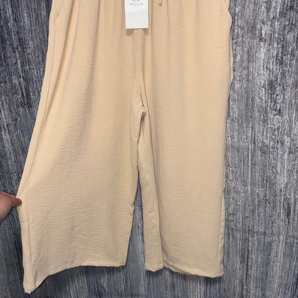 NWT Freeoak Capri High Waisted Wide Leg Casual Lounge Pant Capris Women M - Picture 4 of 11